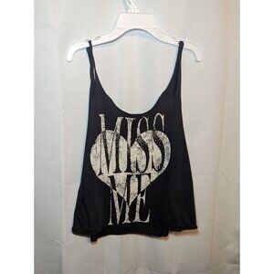 Miss Me Raw Edge Black Tank Women's Size Medium Oversized